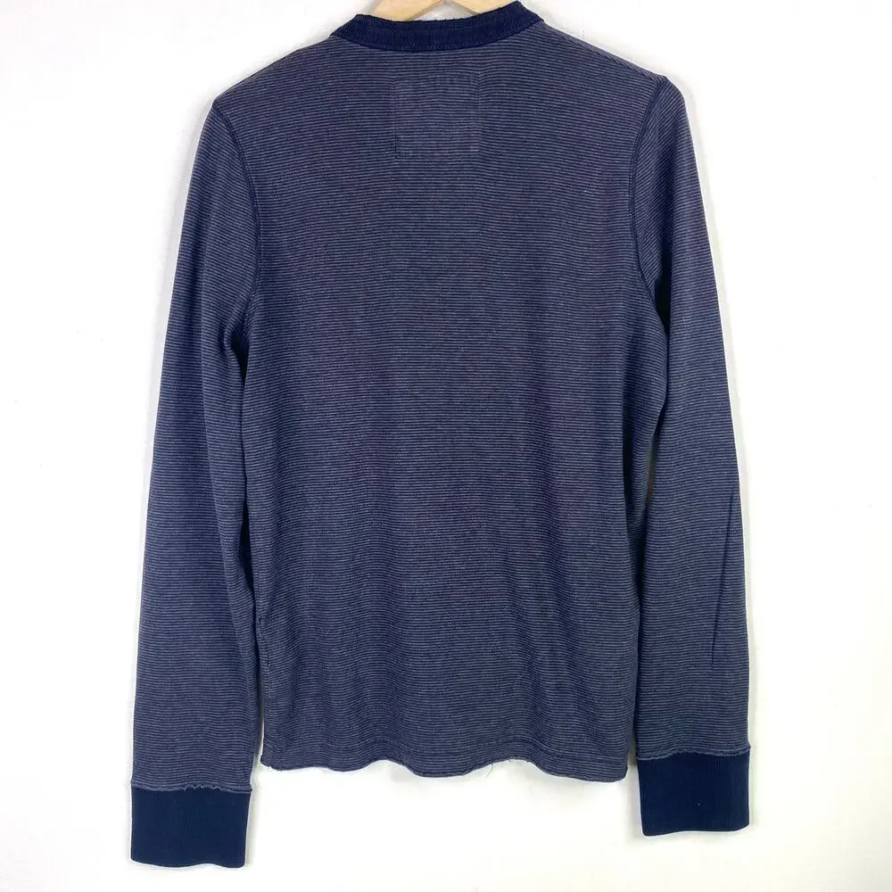 Abercrombie & Fitch Y2K Striped Henley Boys XXL Blue Long Sleeve Muscle Shirt - Picture 3 of 7